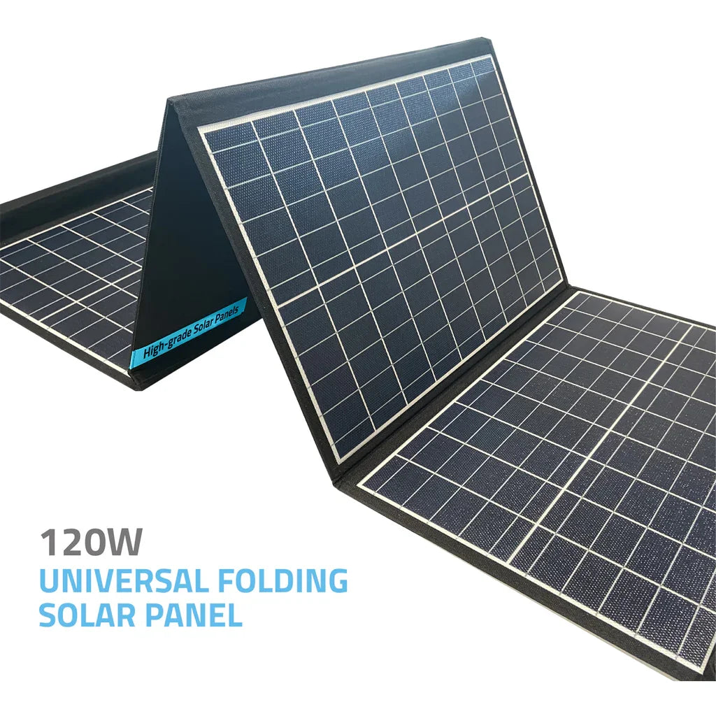 Powerology 120W Universal Foldable Solar Panel - Tashqila Powerology 120W Universal Foldable Solar Panel - Tashqila